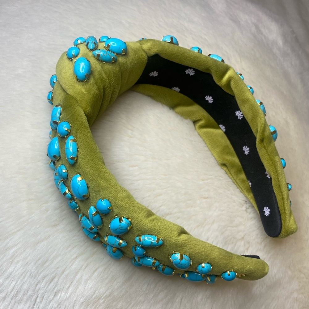Lele Sadoughi Knotted Headband with Turquoise Embellishments